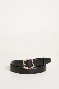 Cintura con fibbia intrecciata - Nero
