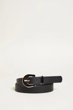 Cintura con fibbia laccata - Nero