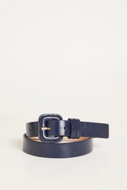 Cintura con fibbia rivestita - Blu
