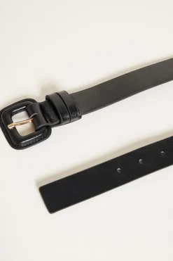 Cintura con fibbia rivestita - Nero