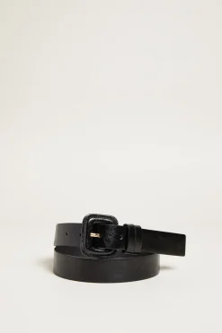 Cintura con fibbia rivestita - Nero