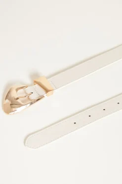 Cintura con fibbia sagomata - Bianco
