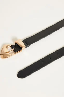 Cintura con fibbia sagomata - Nero
