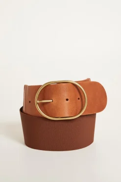 Cintura con inserto elastico - Marrone