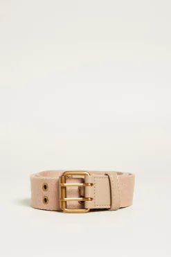 Cintura in nastro con occhielli - Beige