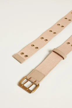 Cintura in nastro con occhielli - Beige