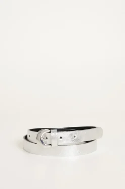 Cintura in pelle laminata - Argento