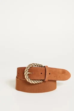 Cintura in pelle scamosciata - Marrone