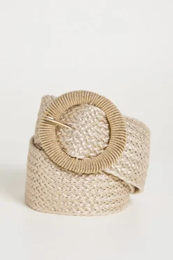 Cintura in rafia intrecciata - Beige