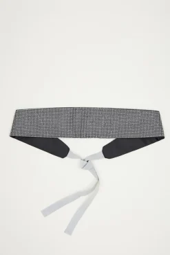 Cintura in raso con strass - Argento