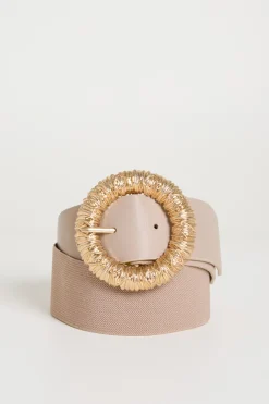 Cintura larga in tessuto spalmato - Beige