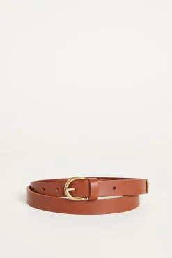 Cintura sottile in pelle - Marrone