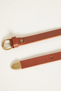 Cintura sottile in pelle - Marrone