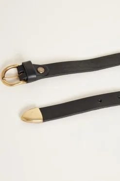 Cintura sottile in pelle - Nero