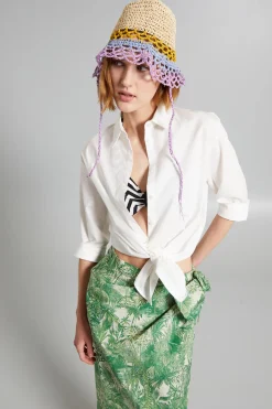 Cloche con cordini - Beige Lilla Indaco Giallo