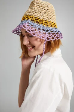 Cloche con cordini - Beige Lilla Indaco Giallo