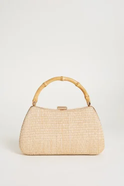 Clutch con manico in bamboo - Cammello