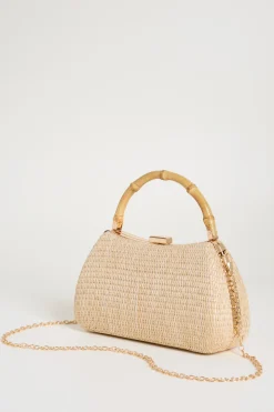 Clutch con manico in bamboo - Cammello