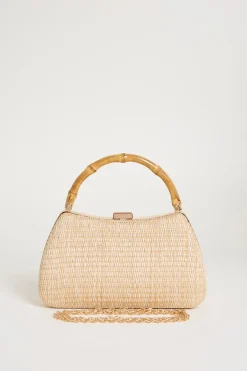 Clutch con manico in bamboo - Cammello