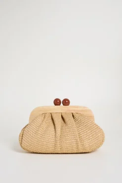 Clutch con maxi boules - Cammello