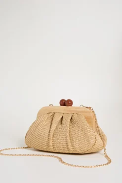 Clutch con maxi boules - Cammello