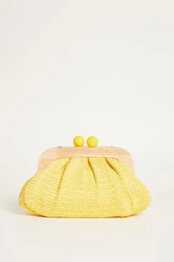Clutch con maxi boules - Giallo