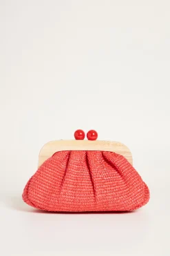 Clutch con maxi boules - Rosso