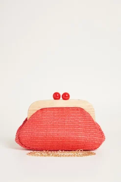 Clutch con maxi boules - Rosso