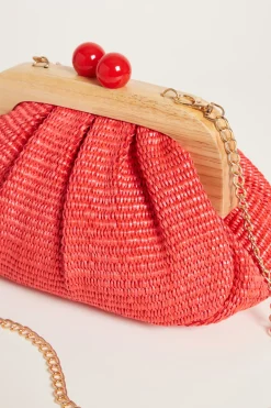 Clutch con maxi boules - Rosso