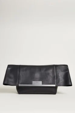 Clutch grande in pelle - Nero