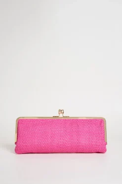 Clutch in rafia - Fuxia