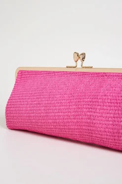 Clutch in rafia - Fuxia