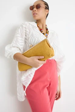 Clutch in rafia - Giallo
