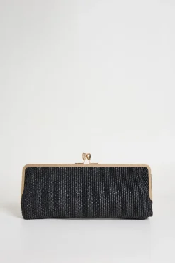 Clutch in rafia - Nero
