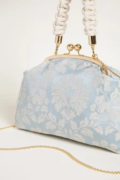 Clutch in tessuto jacquard - Azzurro