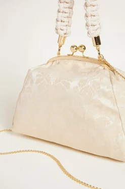 Clutch in tessuto jacquard - Beige
