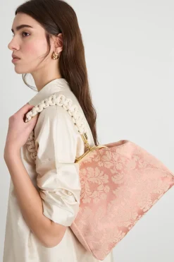 Clutch in tessuto jacquard - Rosa