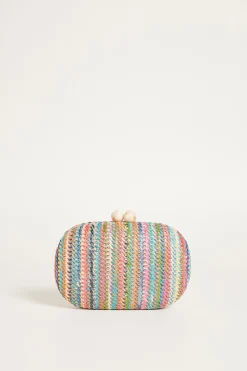 Clutch ovale con boules - Azzurro