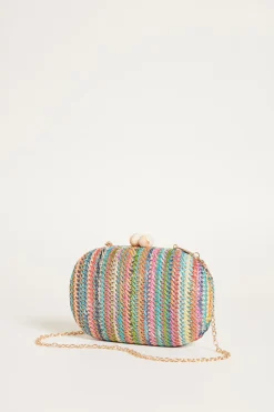 Clutch ovale con boules - Azzurro