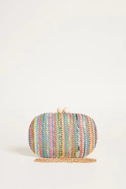 Clutch ovale con boules - Azzurro