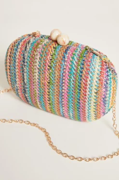 Clutch ovale con boules - Azzurro