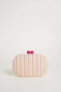 Clutch ovale con boules - Rosa Giallo Marrone