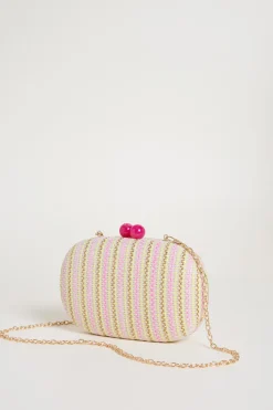 Clutch ovale con boules - Rosa Giallo Marrone