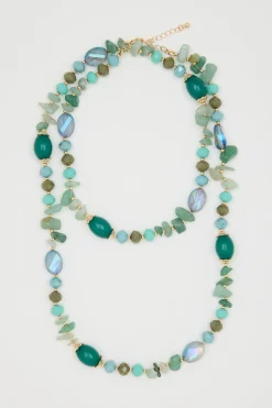 Collana a doppio filo con pietre - Verde