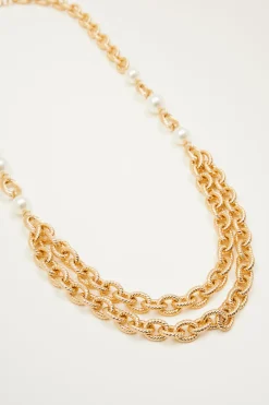 Collana a doppio giro con perline - Oro