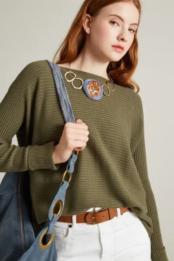 Collana con elemento ricamato - Oro Azzurro