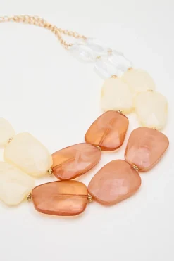 Collana con pietre piatte - Bianco Rosso