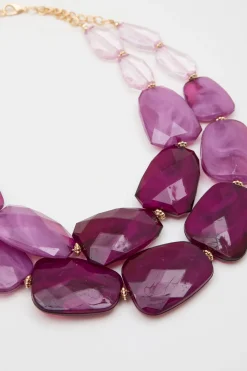 Collana con pietre piatte - Viola