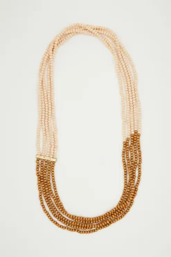 Collana con sfere di legno - Beige Marrone