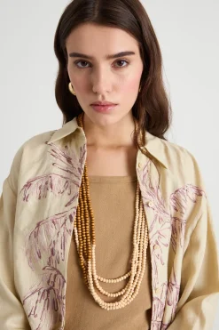 Collana con sfere di legno - Beige Marrone